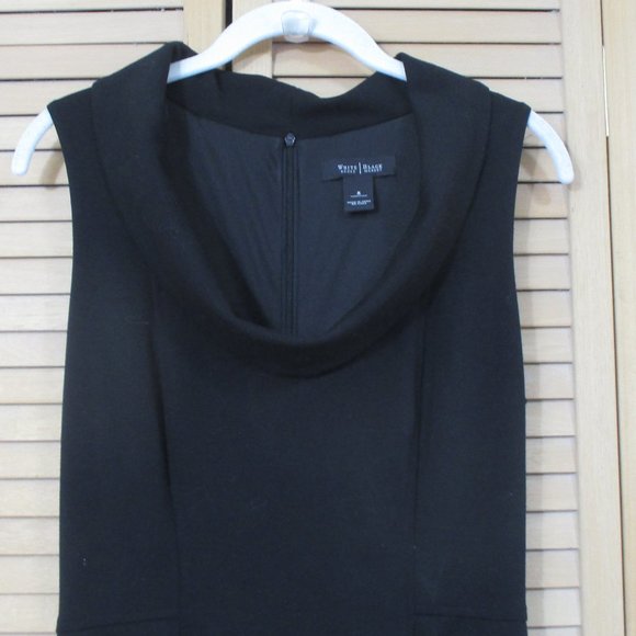 WHBM Black Sleeveless Cowl Neck Sheath Dress Size 8 - Picture 3 of 7